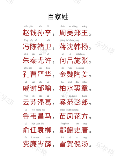 国学启蒙-百家姓(大字版)